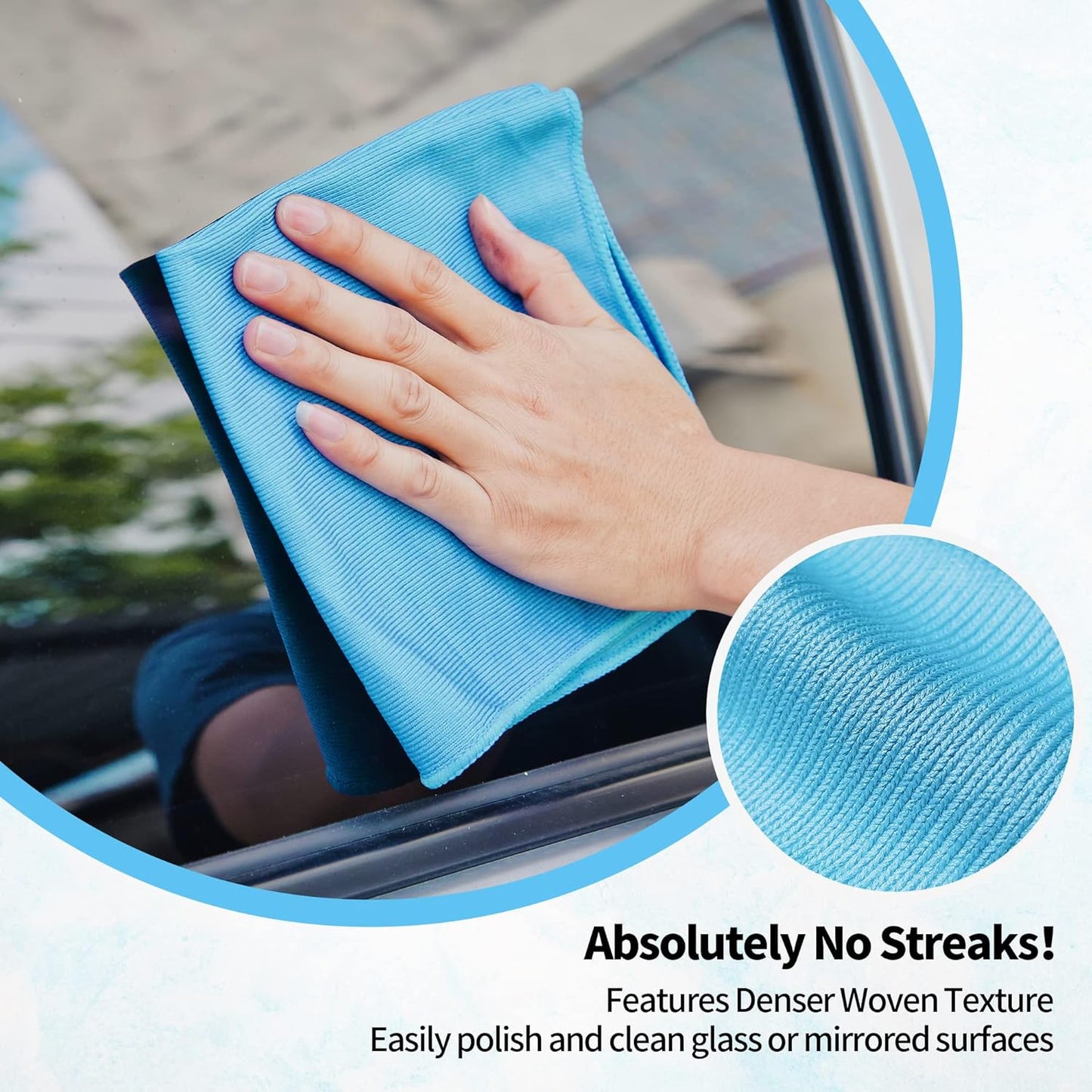 HOMERHYME Microfiber Glass Cleaning Cloth - 10 Pack Polishing Cloths, 16" x 14" Window Cleaning Towel, Streak Free, Lint Free, Great for All Delicate Surface, Glasses, Stainless Steel, Windshield.