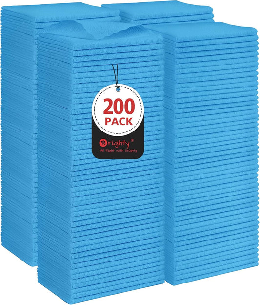 Orighty Cleaning Cloths Bulk, 200 Pack Shop Rags Reusable, Multi-Purpose Shop Towels for Cars, Microfiber Cleaning Rags for Automotive, Mechanic, Kitchen, Lint Free Towels 11.5’’ x 11.5’’, Blue