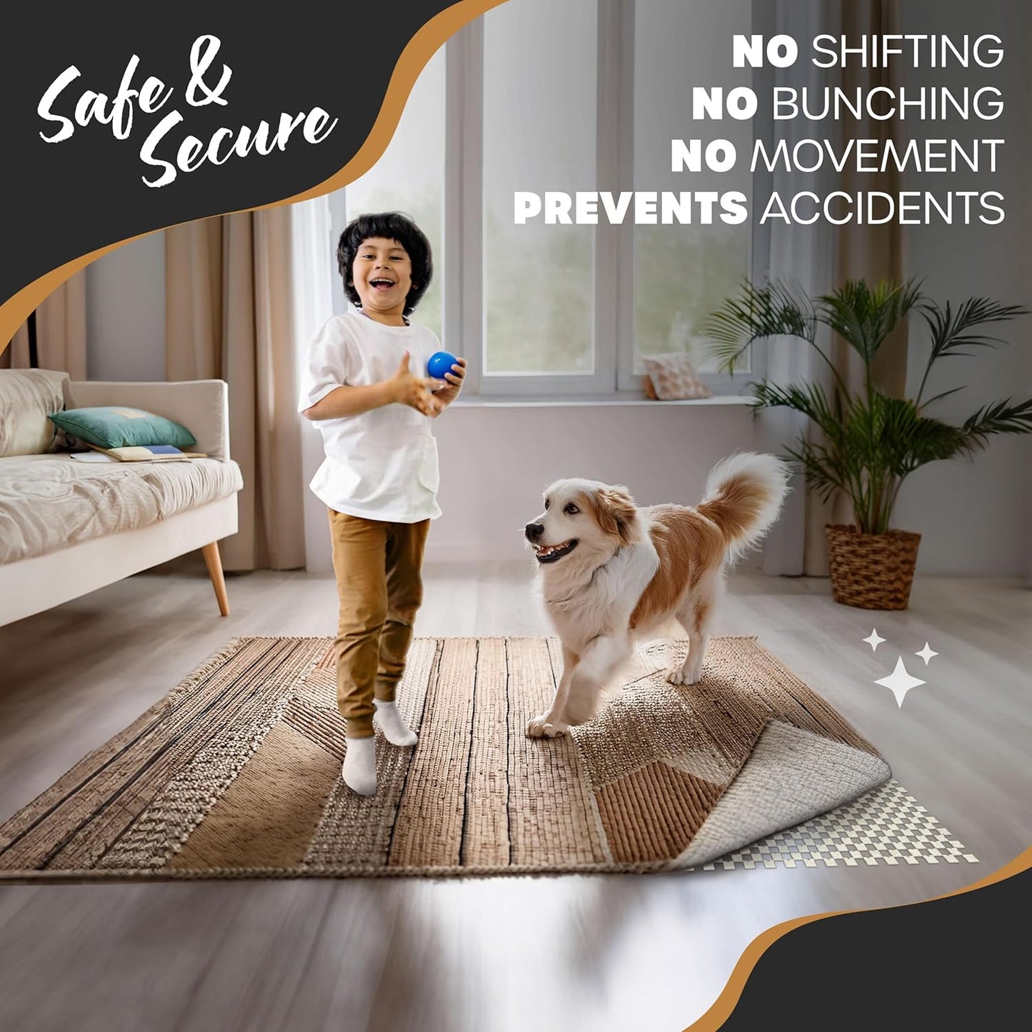 Nevlers 2 x 10 Ft Non Slip Rug Pad | Open Weave PVC Anti Skid Rug Gripper for Hardwood Floors & Other Surfaces | Non-Slip Pads for Under Rugs | Under Carpet Non Slip Pad | Customizable Carpet Gripper