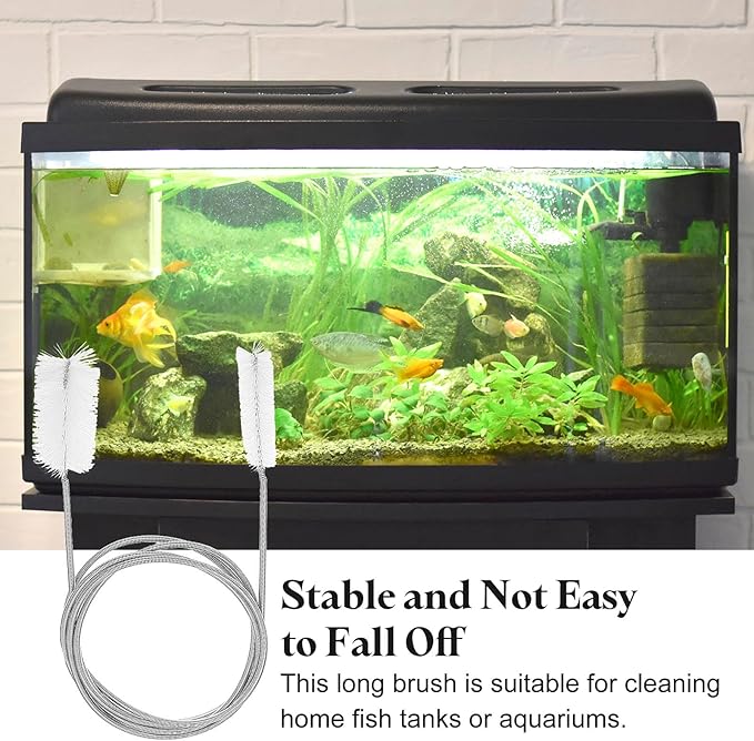 HARFINGTON 3pcs Flexible Long Drain Brush Straw Cleaner Set 61.02" Stainless Steel Double Ended Hose Brush with 8" Nylon Long Tube Pipe Cleaning for Fish Tank Sink Pipe, White