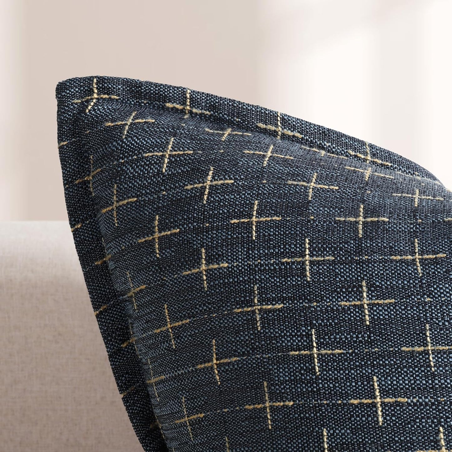 ZWJD Pillow Covers 18x18 Set of 2 Soft Polyester Textured Pillow Covers with Stylish Flange Edge Cozy Farmhouse Throw Pillows for Couch Bed Sofa Living Room