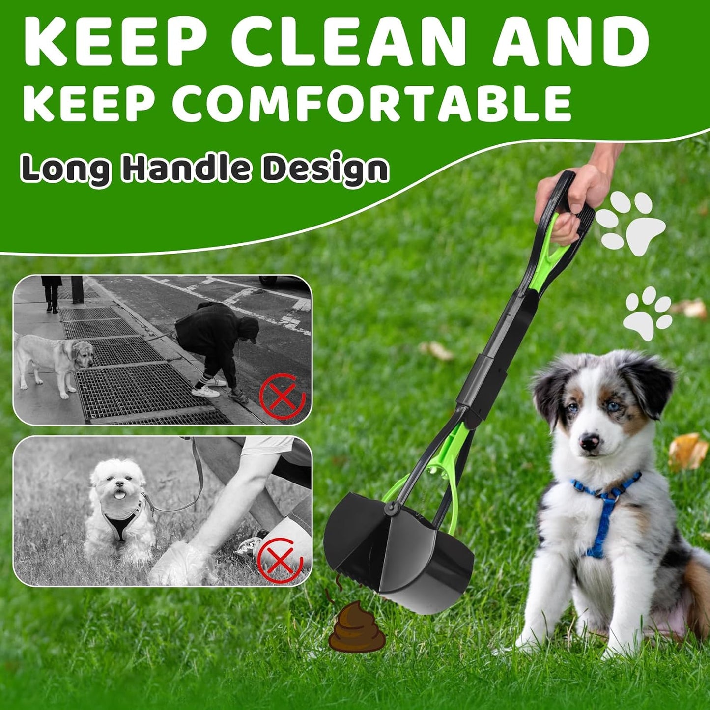 Dog Poop Trash Can Outside with Foldable Pooper Scooper, 20L/5Gallon Dog Waste Trash Can with Lid and 100 Bags, Pedal and Removable Inner Waste Bin, Black
