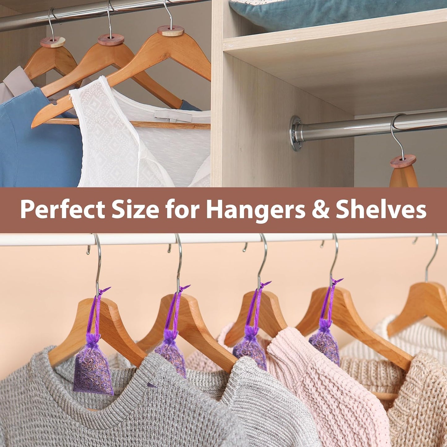 Pack of 30 Cedar Blocks and 16 Lavender Flower Sachets Craft Bag, Drawer Freshener, Linen, Shower Favor, Wedding and More, LV-E-LC-2