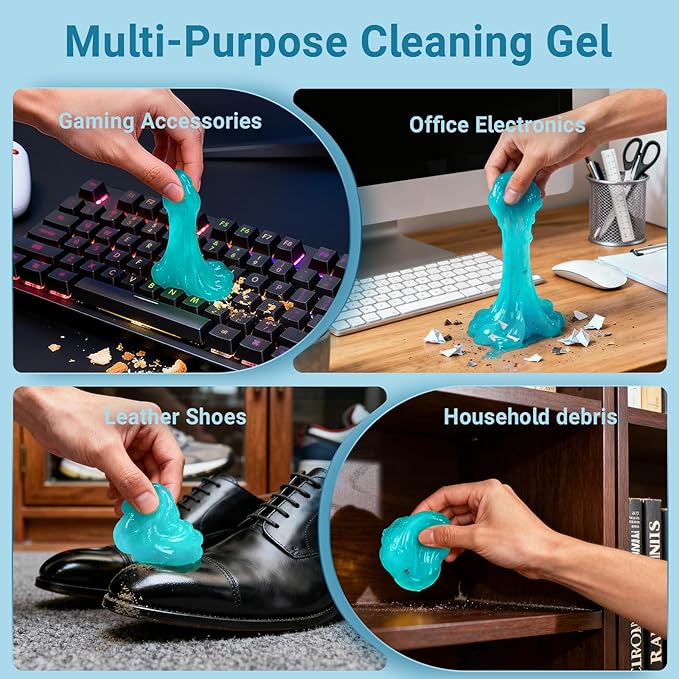 COLORCORAL 4 Pack Car Cleaning Gel Reusable Auto Slime Cars Cleaner Dust Cleansing Gels,Vehicle Interior Cleaning Care Putty,Keyboard Cleaner Goop for Car Vent, Corners, Crevice,Office Desktops Debris