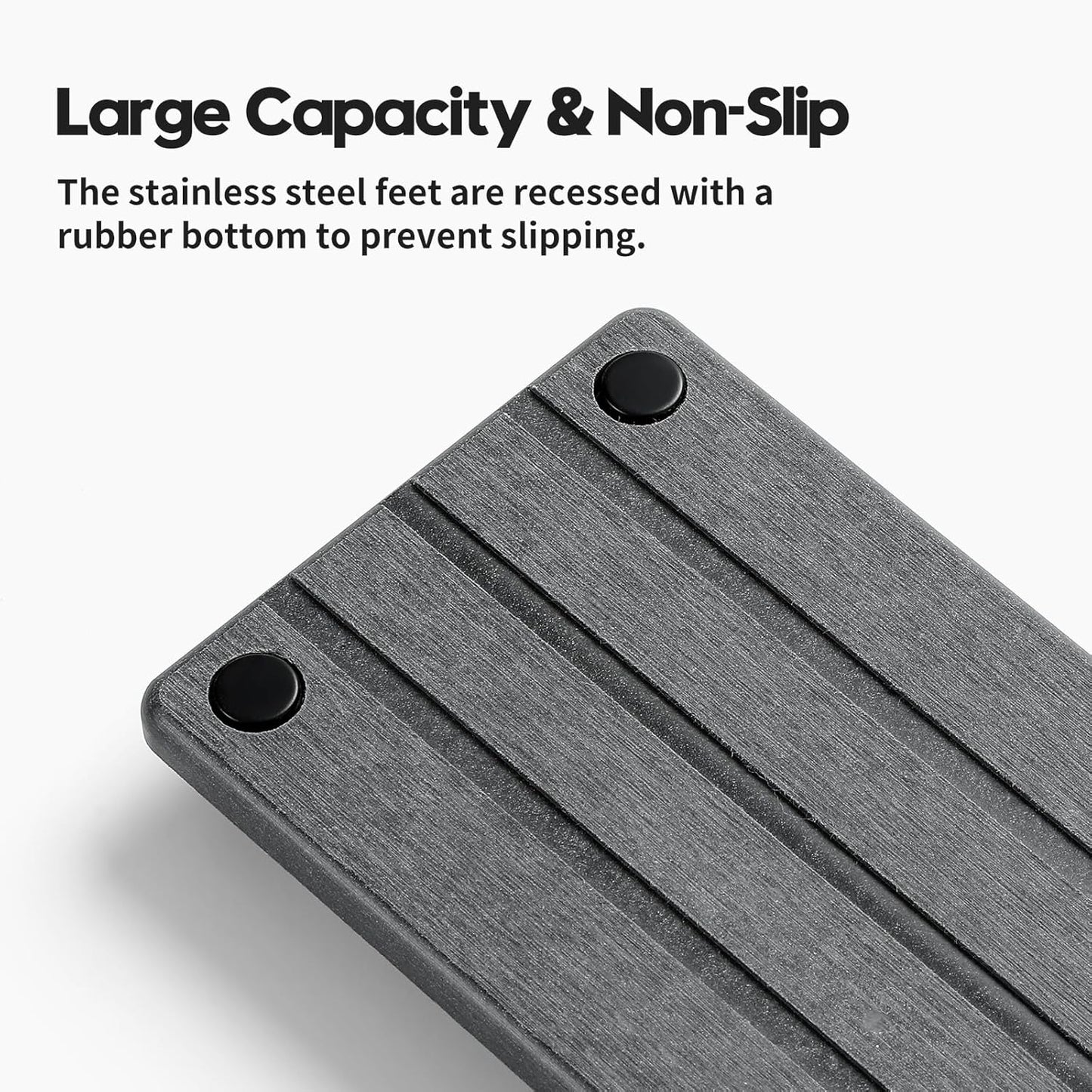 2 Pack Fast Drying Water Absorbing Diatomite Stone Mat Tray for Kitchen & Bathroom Counter - Instant Dry Sink Caddy Organizer - Vanity Holder for Soap and Sponge – Charcoal 10" x 4"