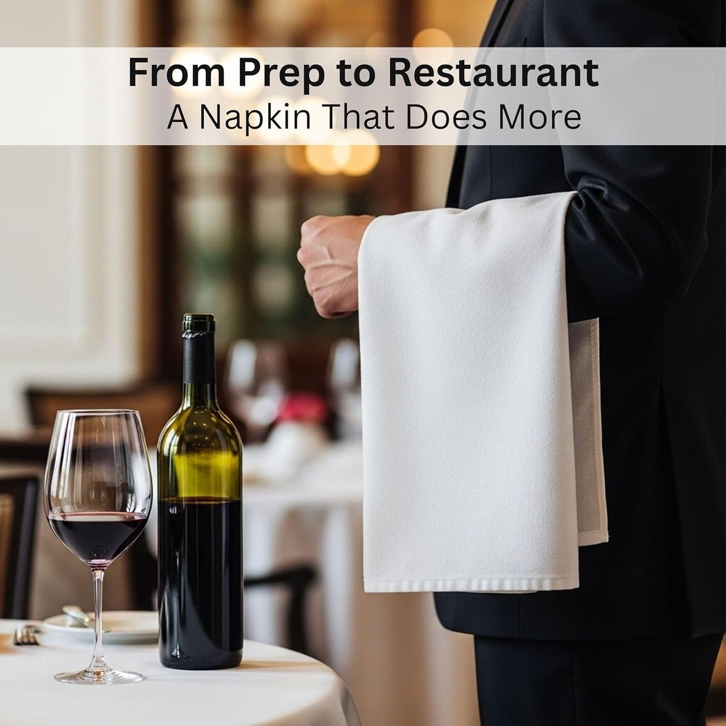 WHITEWRAP Flour Sack Towels 100% Cotton Dish Towel Reusable Baking Cloth for Bread Dough, Baguettes, Ciabatta, Machine Washable, Kitchen Towels for Cleaning – Set of 6 (18"x18") - White