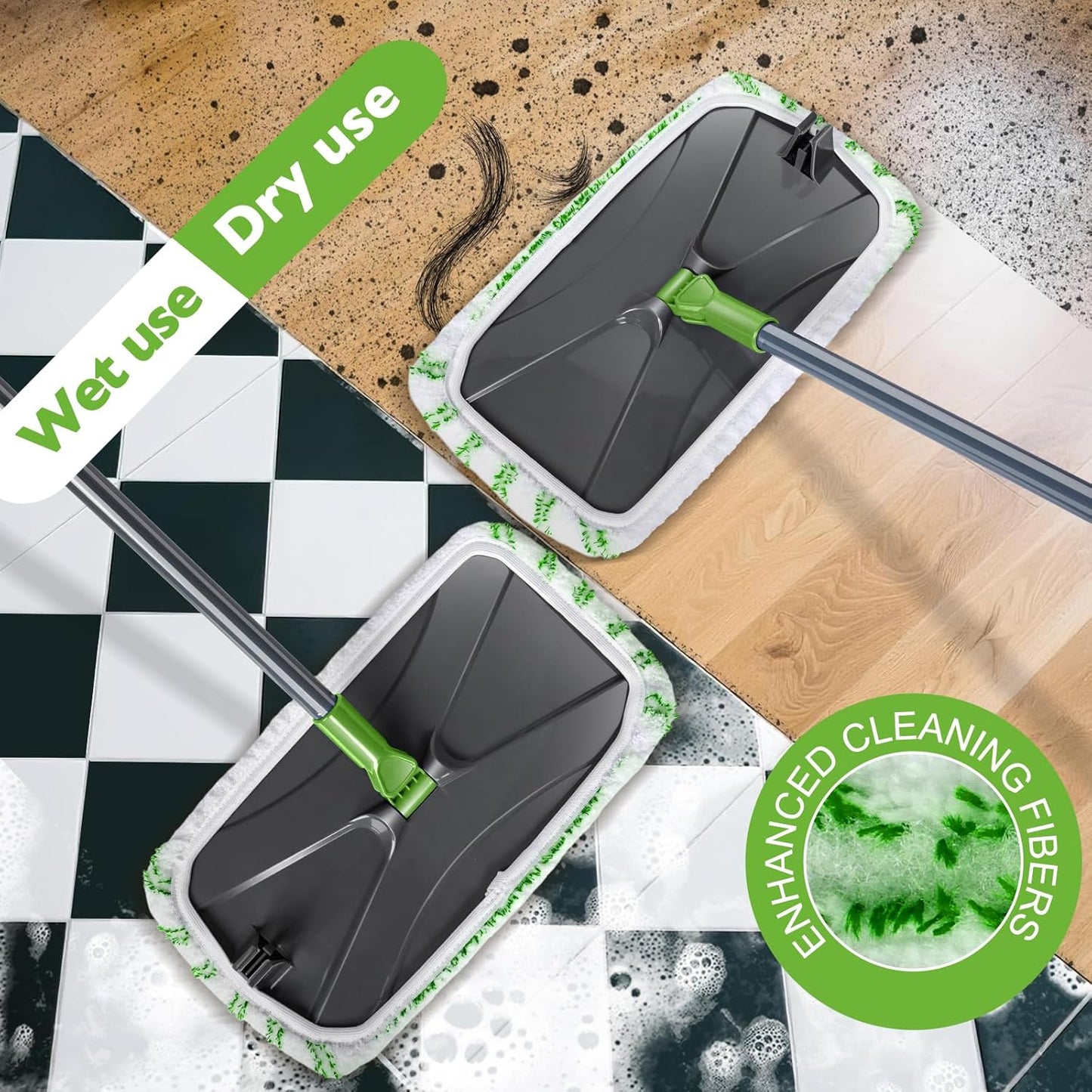 MASTERTOP Dust Mop for Hardwood Floors, Extra Large Microfiber Flat Mop with 5 Wet & Dry Reusable Pads, Hardwood Mops with Telescopic Handle for Laminate, Tile, Vinyl