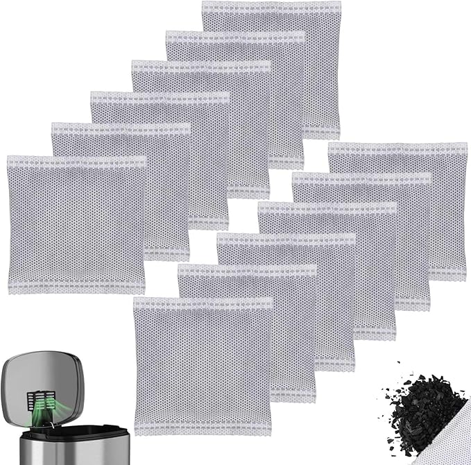 12PCS Charcoal Odor Absorber, Household Activated Charcoal Odor Absorber, Bamboo Charcoal Air Purifying Bag, Shoe Deodorizer, Odor Eliminator for Trash Cans, Refrigerators, Pets, Cars