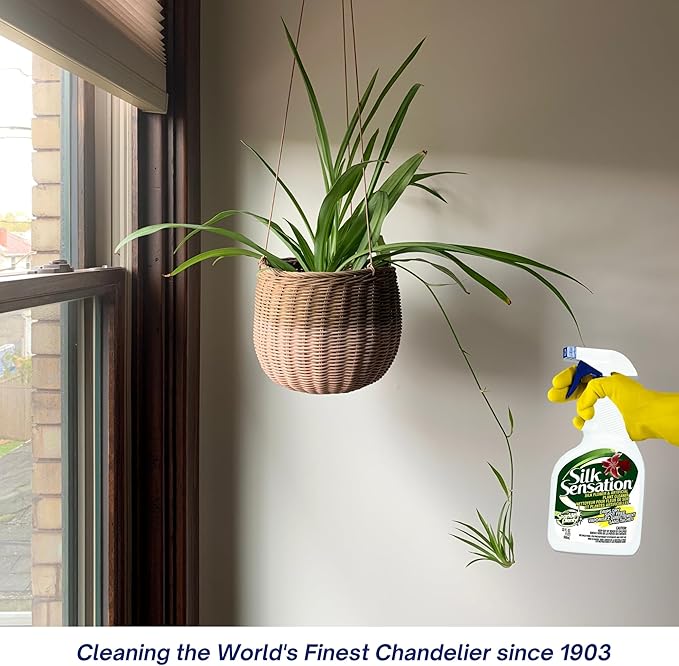 Sparkle Plenty Silk Sensation Artificial Flower & Plant Leaf Cleaner - Fake Flower Dusting Spray - Silk Plant Cleaner Spray No Wipe - Drip Dry Cleaning Supplies for Artificial Tree (32 oz, 2 Pack)