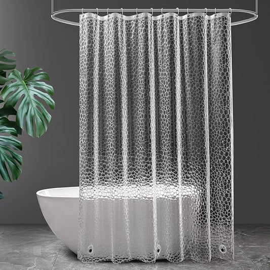 UFRIDAY Extra Long Clear Shower Curtain Liner 72 x86 inches,3D Water Cube Extra Long Shower Curtain for Bathroom with 3 Big Weighted Magnets and 12 Rustproof Grommet Holes