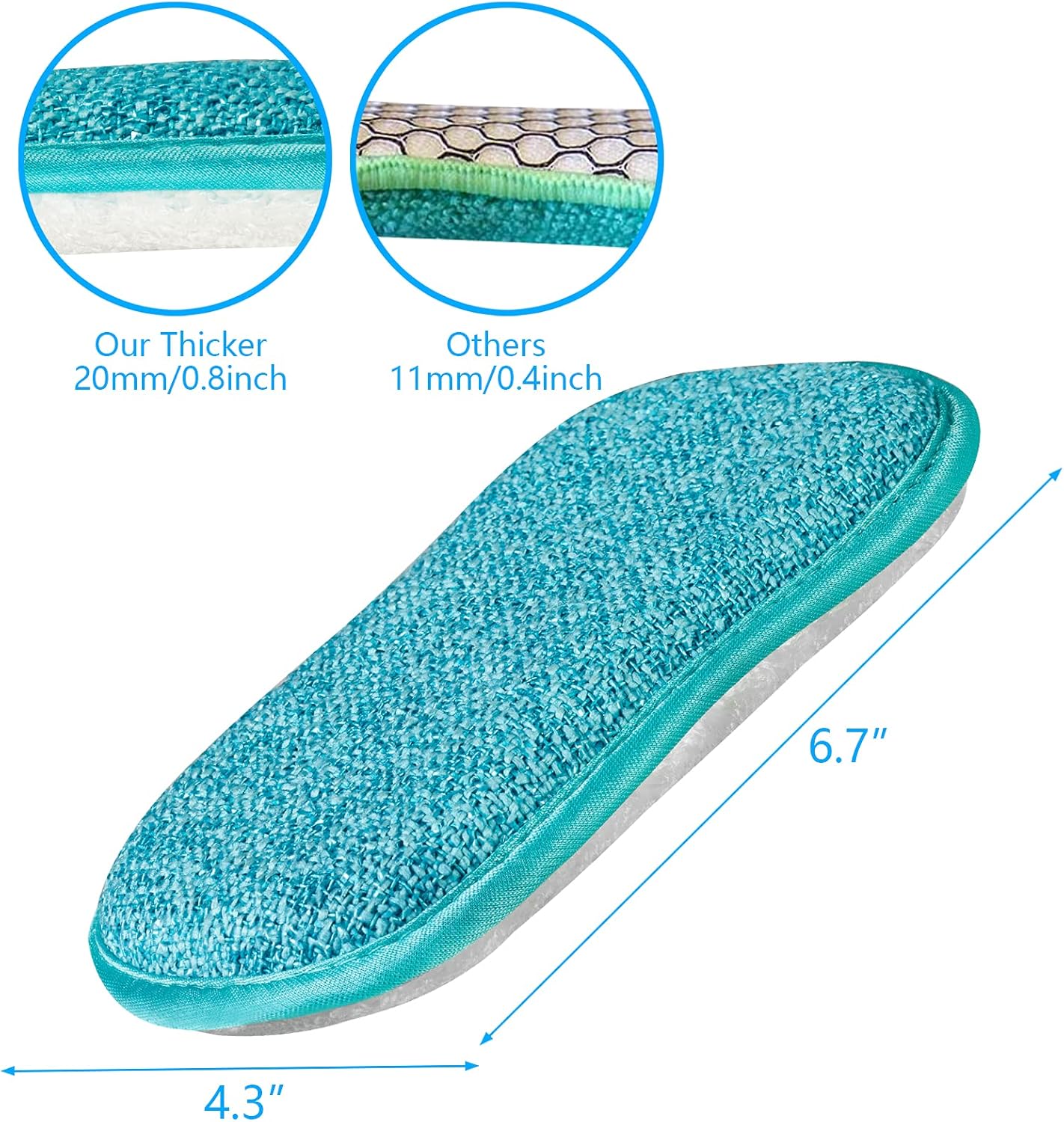 Kitchen Dish Sponge Scrubber Non Scratch, Dishcloth No Odor Reusable Washable Multipurpose Scrub Pads Sponges Heavy Duty for Dawn Dish Soap Cleaning of Sink Pans