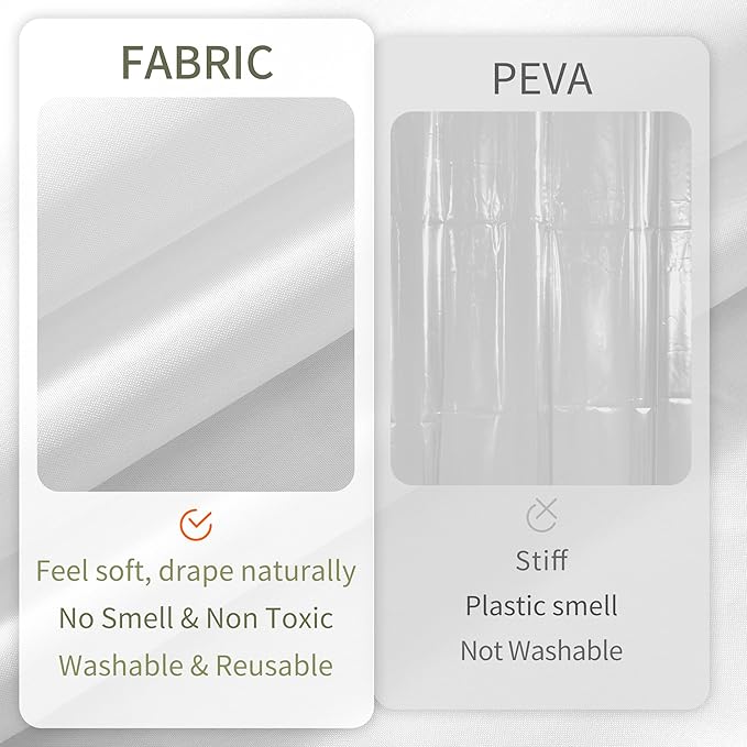 ALYVIA SPRING Long Fabric Shower Curtain Liner Waterproof - 72" x 74", Soft & Lightweight Longer Shower Curtain with Magnets, Machine Washable - 72x74, White