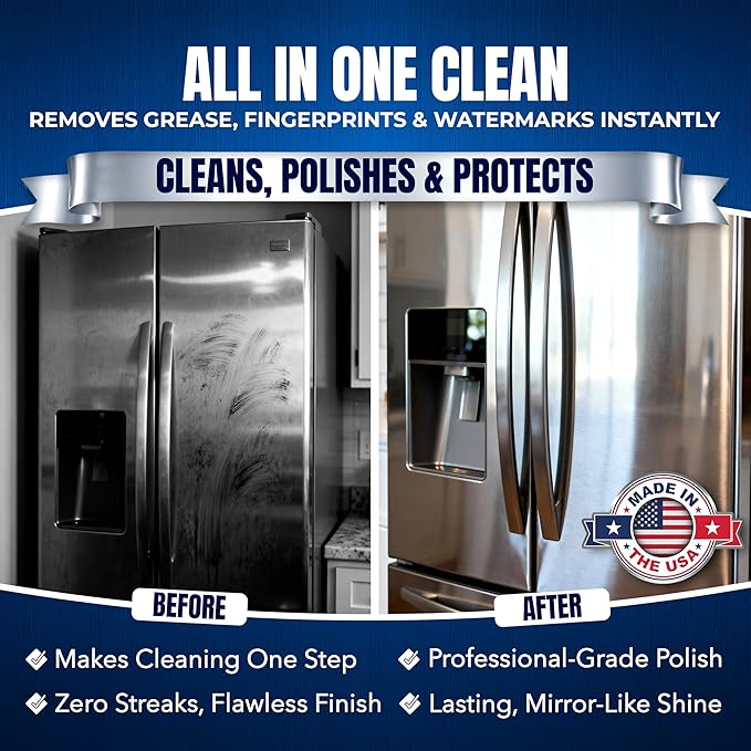 2 x 10oz Sheila Shine Stainless Steel Cleaner and Polish w/ Microfiber Cloth - Cleans, Polishes & Protects Kitchen Appliances, Refrigerators, Sinks, Ovens & Grills - Stainless Cleaner for Appliances
