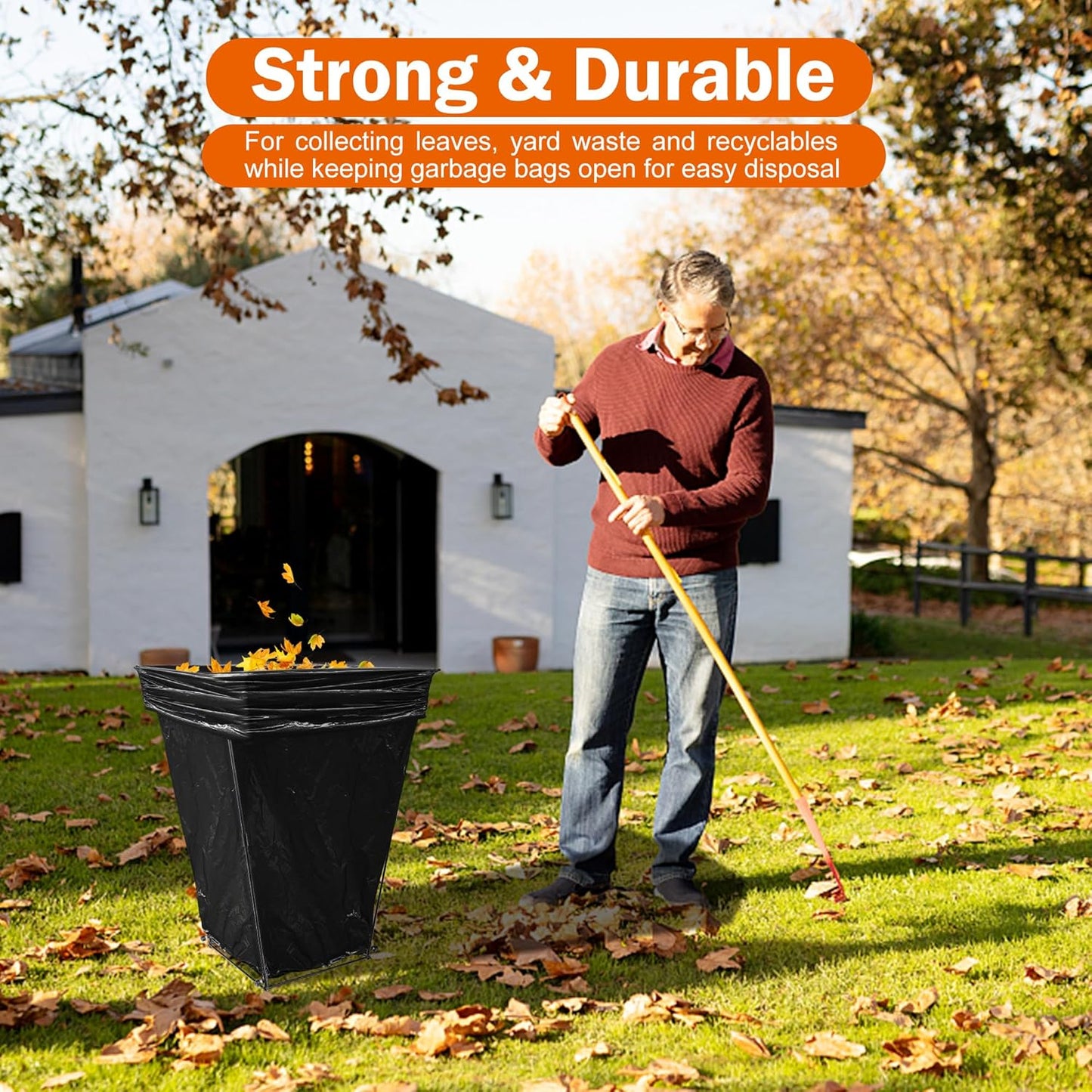 1pc Metal Trash Bag Holder - Garbage Bag Holder Frame Holds 30-45 Gallon Plastic Bags-Multi-Use Outdoor Leaf Bag Stand for Yard Camping Garden Lawn Party Supplies