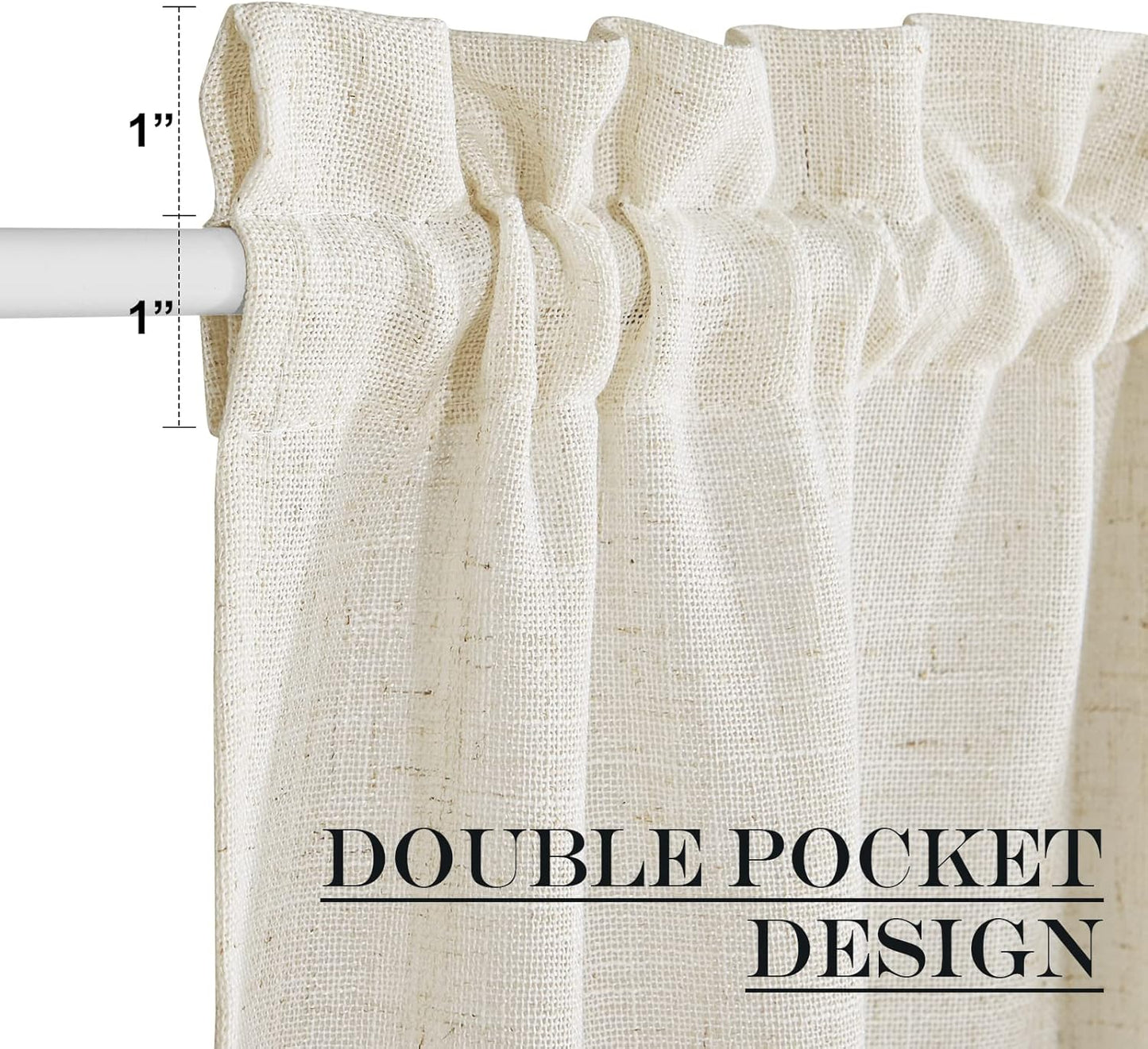 NICETOWN 80 inches Sidelight Door Curtains for French Door Linen Sheer Window Panels for Kitchen Patio Glass Adjuatble Curtains with Tieback, 26 x 80 Inches, 1 Panel, Linen