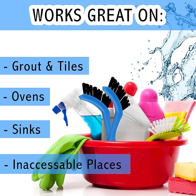 Grout Brush - 6 Pk Grout Cleaner Brush - Shower Tile Scrubber - Crevice Cleaning Brushes - Grout Scrub Brush with Handle for Floor, Kitchen