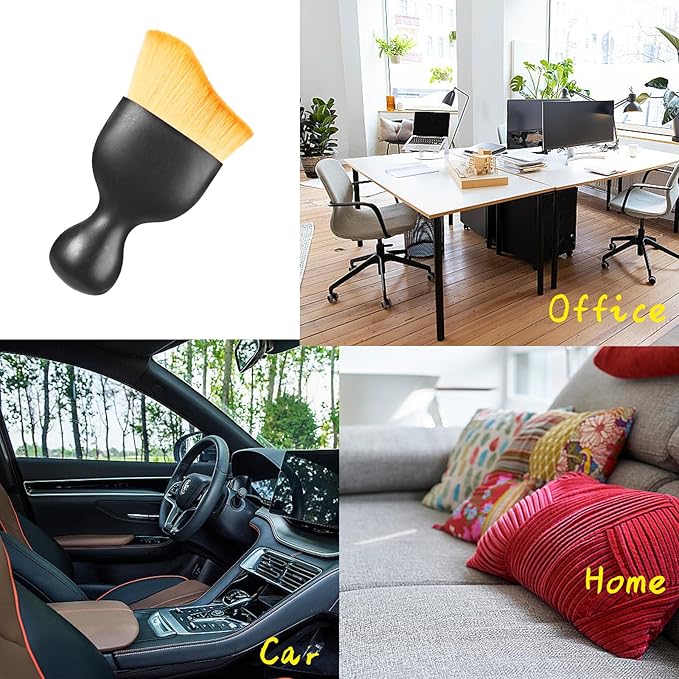 4 Pcs Car Interior Cleaning Kit Air Vent Dust Brush Set with Dense Bristles & A-Grade Shell Classic Design Auto AC Outlet Detailing Tools with Cover
