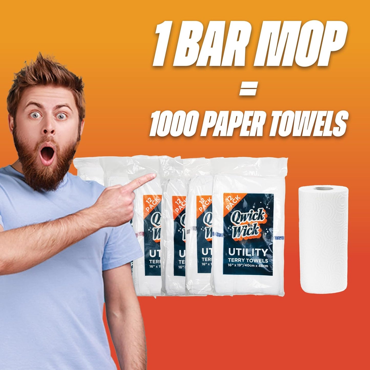 Arkwright Qwick Wick Bar Mop Towels Bulk - (Case of 60) 100% Cotton Quick Dry Dishcloths, Super Absorbent Multipurpose Cleaning Rags for Restaurants, Kitchen, Bathroom, Hotel, 16 x 19 in, Green Stripe