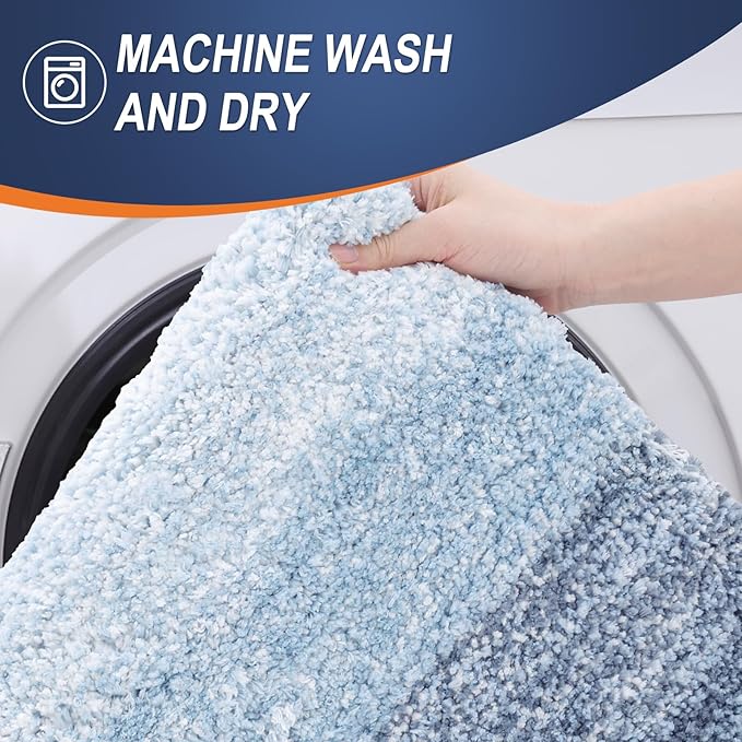 OLANLY Bathroom Runner Rugs 40x24, Extra Soft Absorbent Microfiber Bath Rugs, Rubber Backing, Quick Dry, Machine Washable Bath Mats for Bathroom Floor, Tub and Shower, Home Decor Accessories, Blue