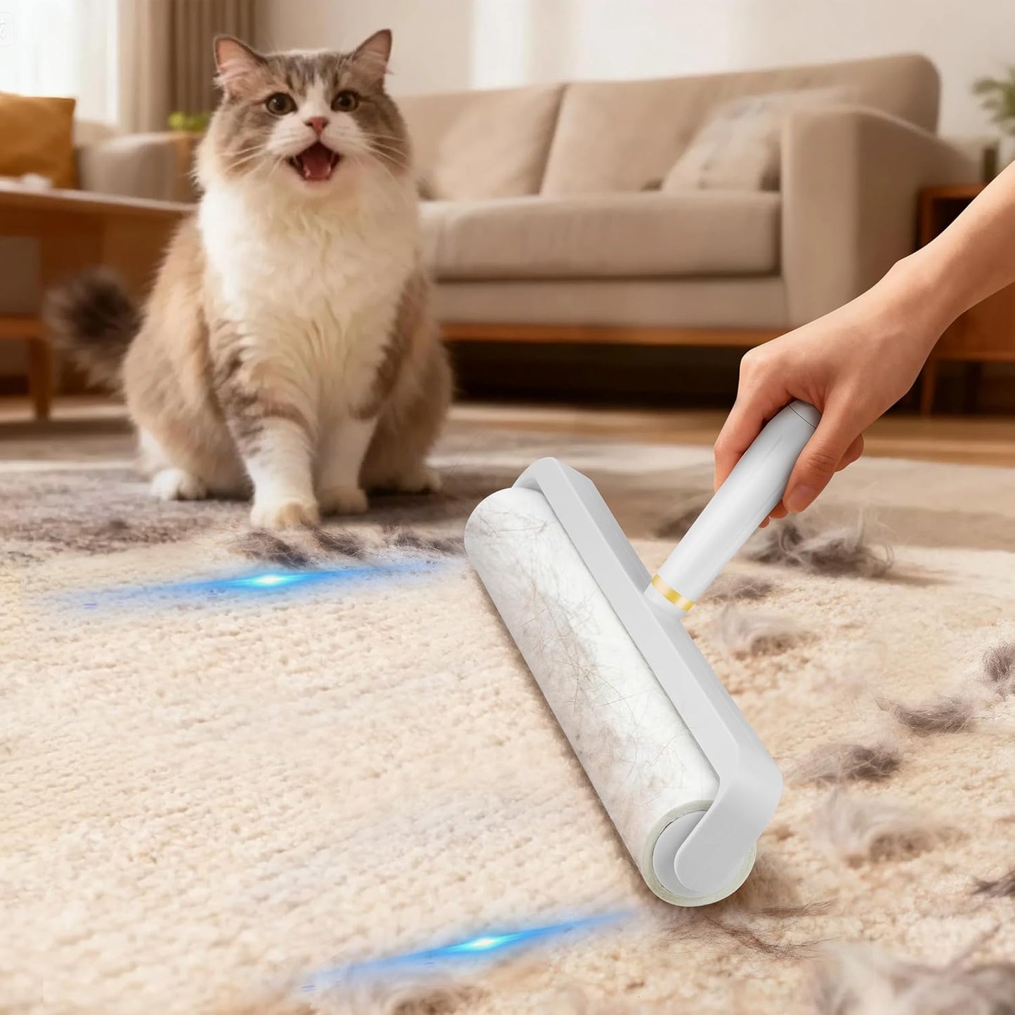 14.17" Extra-Wide Lint Roller Kit with 2 Refills & Dust Cover | Reusable Pet Hair Remover for Furniture, Car, Clothes | Extendable Handle (100 Sheets/Roll) (2)