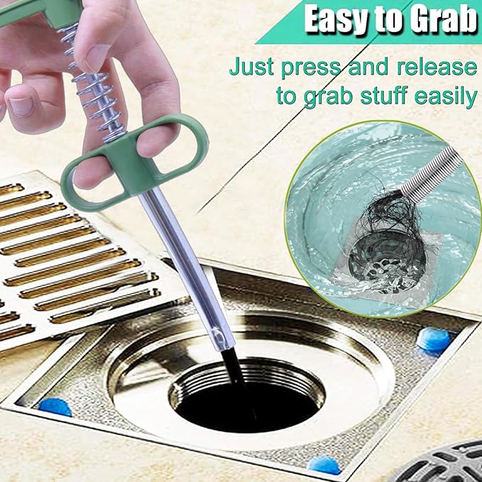 Upgrade Drain Snake for Hair Clogs, 76'' Four claw grabber pickup tool for Litter Pick, Home Sink, Drains, Toilet, Snake Drain Hair Remover