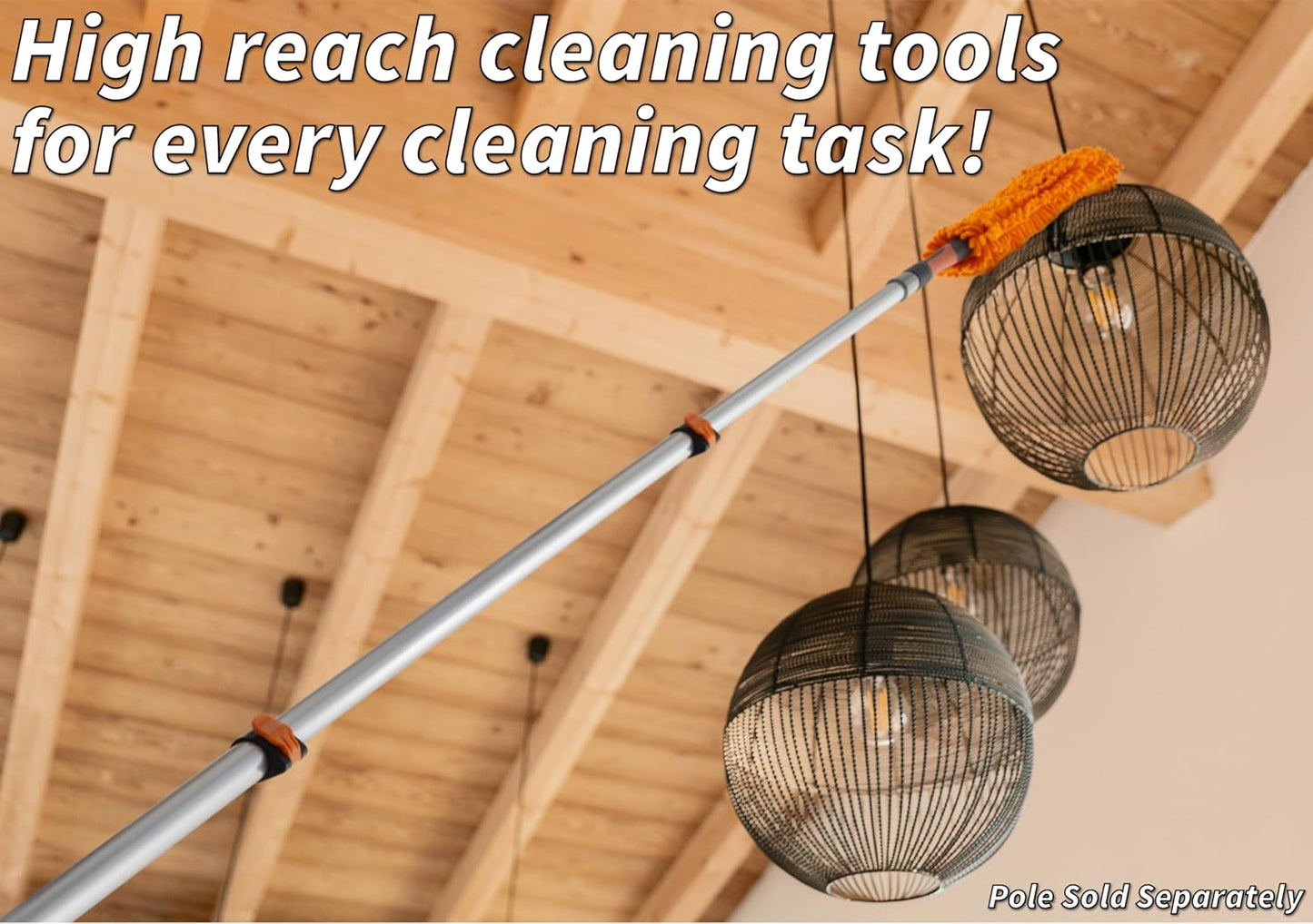 Flexible Ceiling Fan Cleaner Duster // Washable Fan Duster for High Ceiling // Fits All Extension Poles with Standard US Acme Thread // Best Flex-and-Stay Fan Blade Cleaner (Pole Sold Separately)