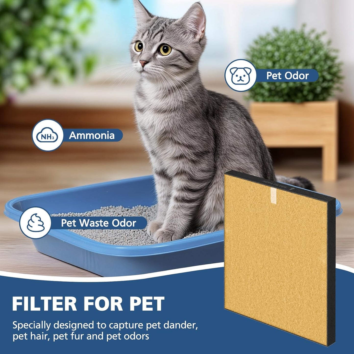 2 Pack C545 HEPA Pet Replacement Filter S Compatible with Winix C545 Air Purifier, Replaces Part 1712-0096-00 and 2522-0058-00, 2 HEPA Filter + 8 Activated Carbon Filters, Yellow