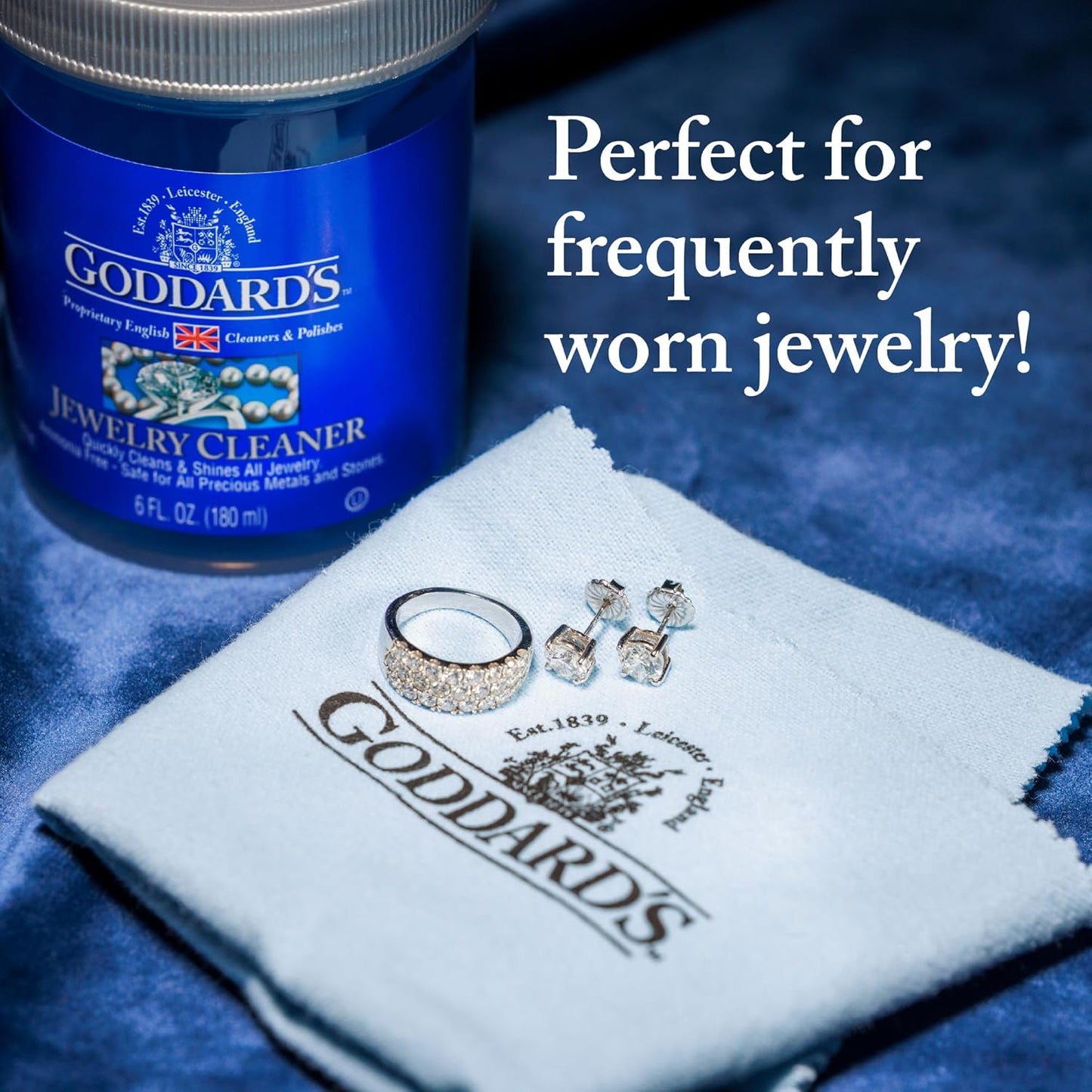 Goddard's Silver Polishing Cloth for Jewelry, Remove Tarnish on Plated or Sterling Silver, Gold, Antiques, and Leaves Tarnish Protection, 2 Cloths