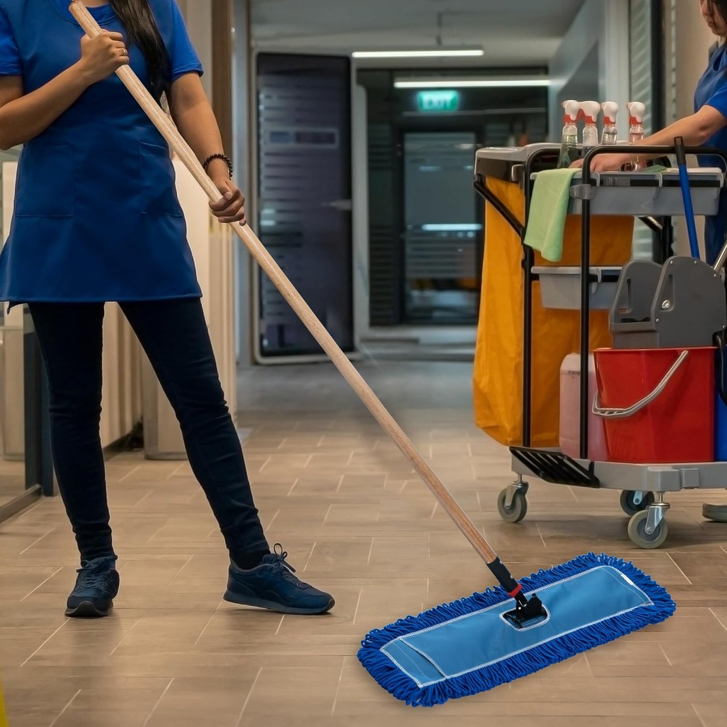 Matthew 36'' Microfiber Loop Dust Mop Washable Commercial&Residential Heavy Duty Mop Head Replacement Premium Absorbent Industrial Dust Mop Refill Pads for Hardwood, Office,Garage and Hotel -6Pack