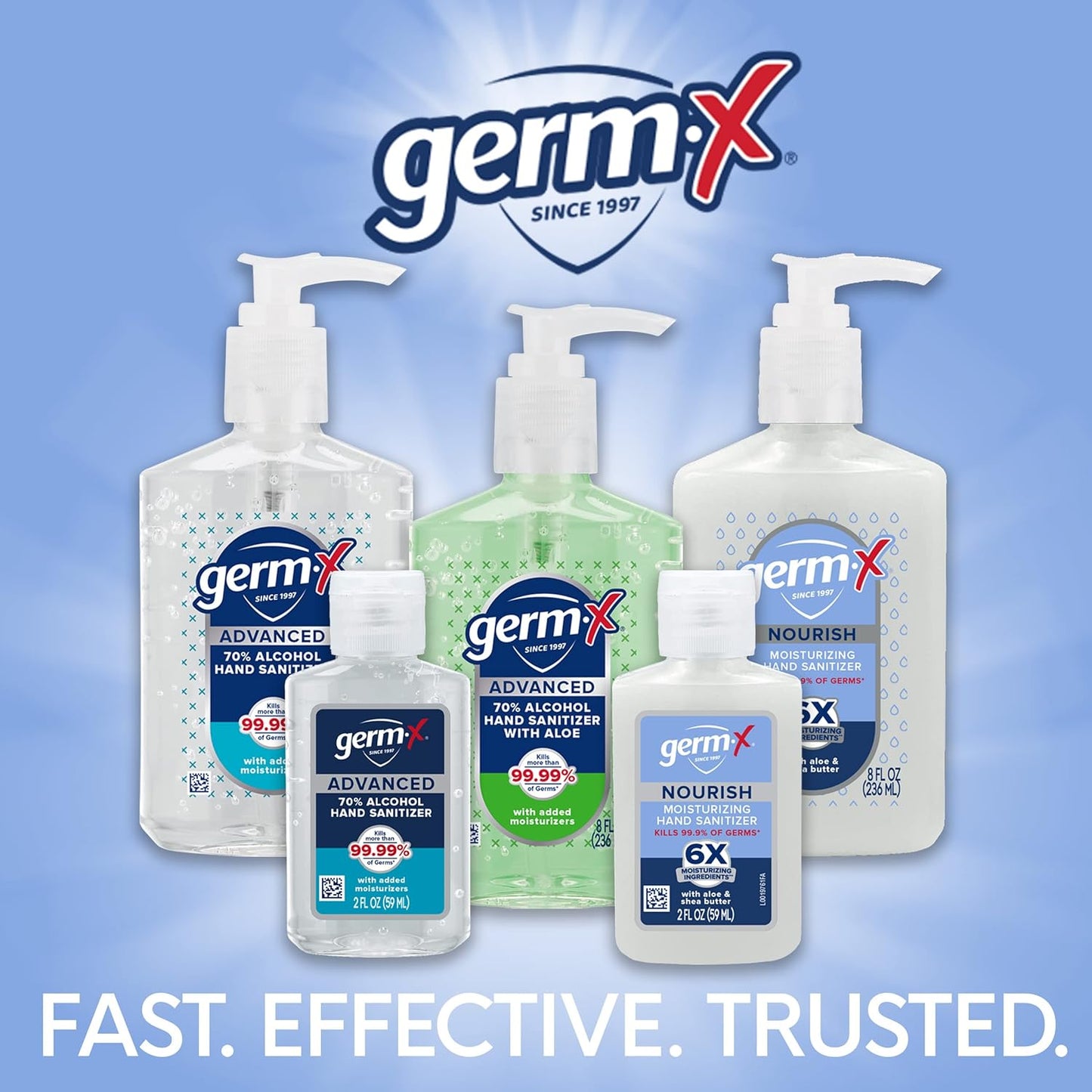 Germ-X Nourish Hand Sanitizer, 2-in-1 Moisturizing and Sanitizing Formula with Shea Butter, Vitamin E & Aloe, Non-Greasy, Mini Travel Size for On-The-Got, 2 Fl Oz (Pack of 6)