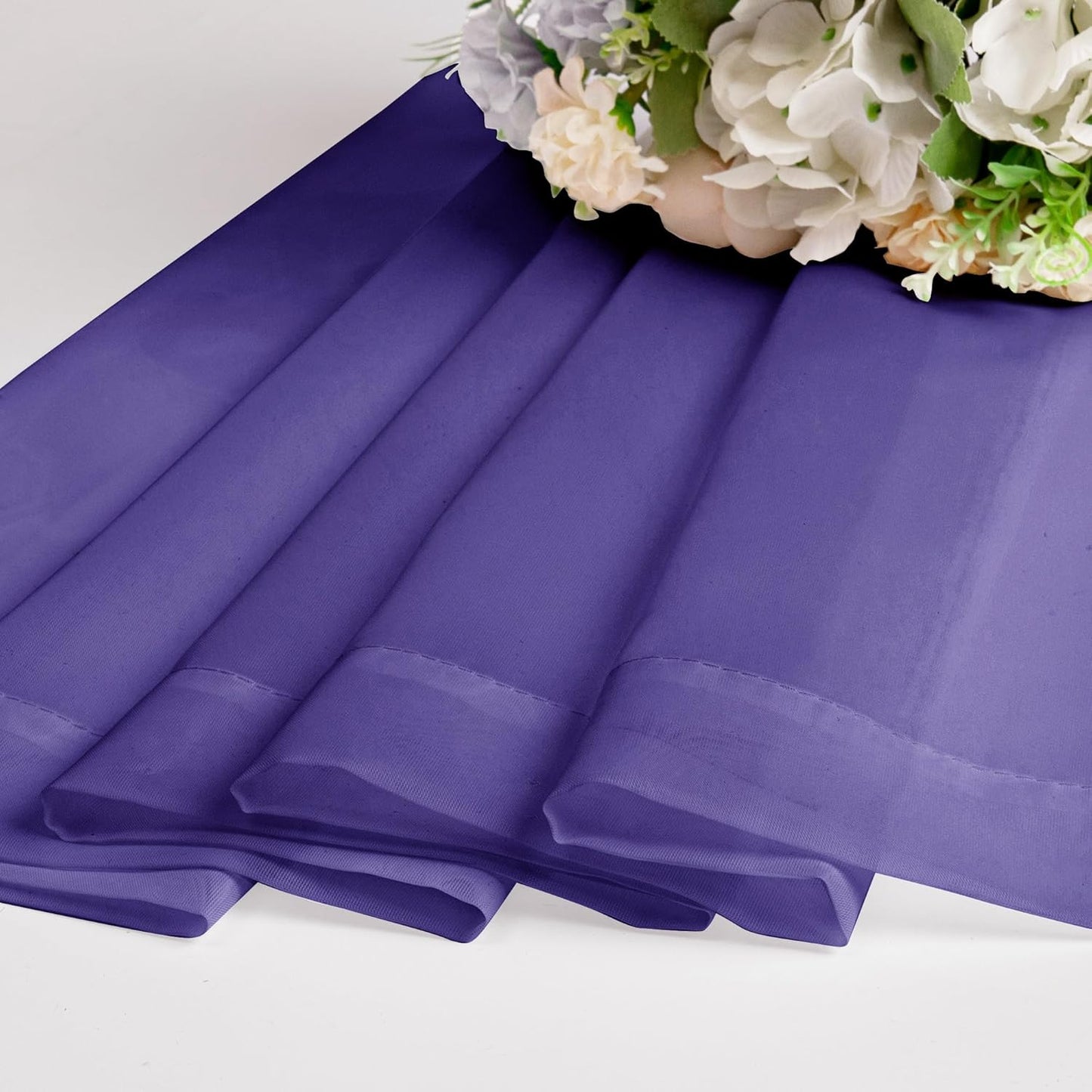 Chyhomenyc Purple Sheer Curtains 45 Inch Long 2 Panels, Light Filtering Rod Pocket Voile Short Curtains Drapes for Living Room Bedroom Small Windows, 42Wx45L Inches