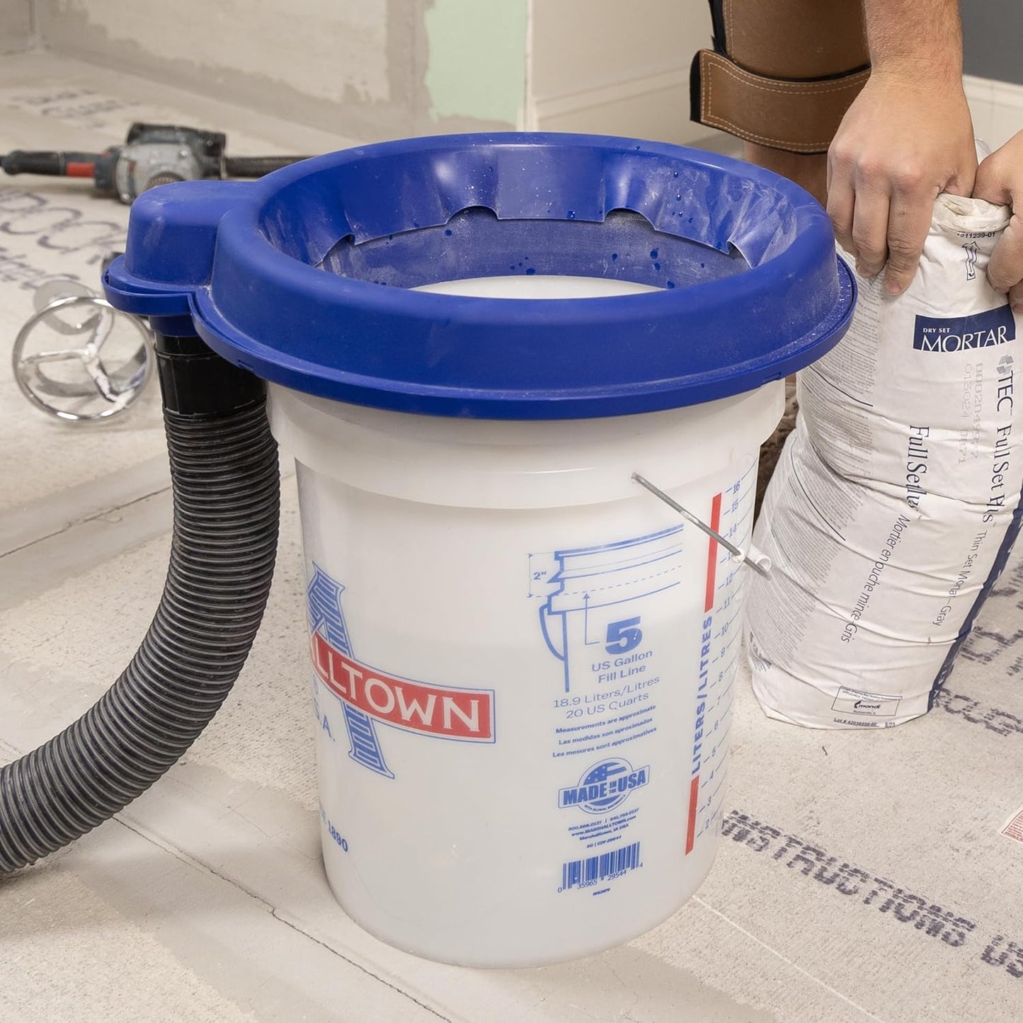 MARSHALLTOWN DustPro 360, 5 Gallon Bucket Dust Collector Shop Vac Accessory, Made in the USA, DUST5G