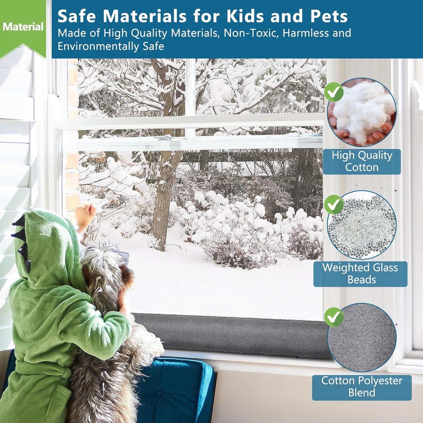 Triangular Under Door Draft Stopper 28 inch Heavy Duty Door Draft Blocker Bottom Door Seal Noise Air Door Guard for Doors and Windows, Gray