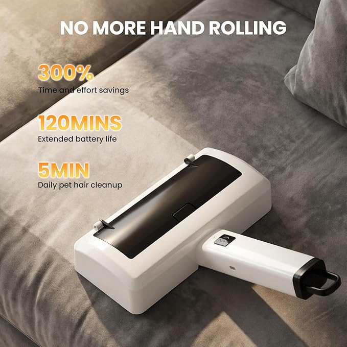 Dog Hair Remover for Carpet, Reusable Pet Hair Remover, 44 Inch Adjustable Handle, Electric Dog Cat Hair Removal Tool for Couch, Carpet