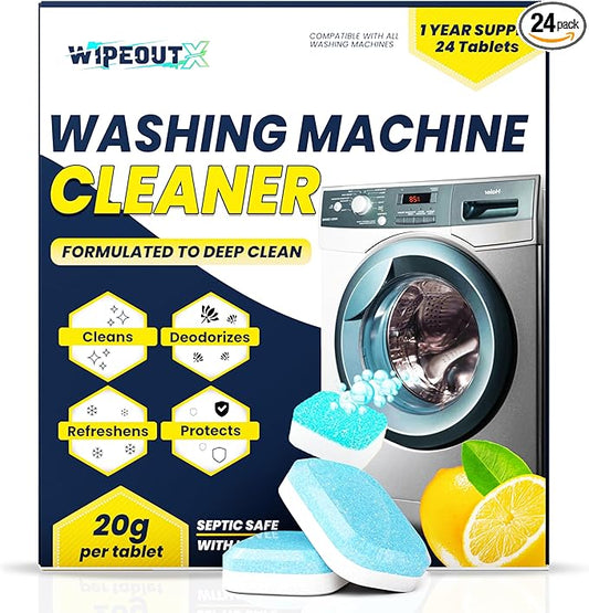 Washing Machine Cleaner – 24 Pack (1-Year Supply) Washing Machine Cleaning Tablets, Deep Clean for Front & Top Load Washers, Septic Safe, Eco-Friendly Deodorizer