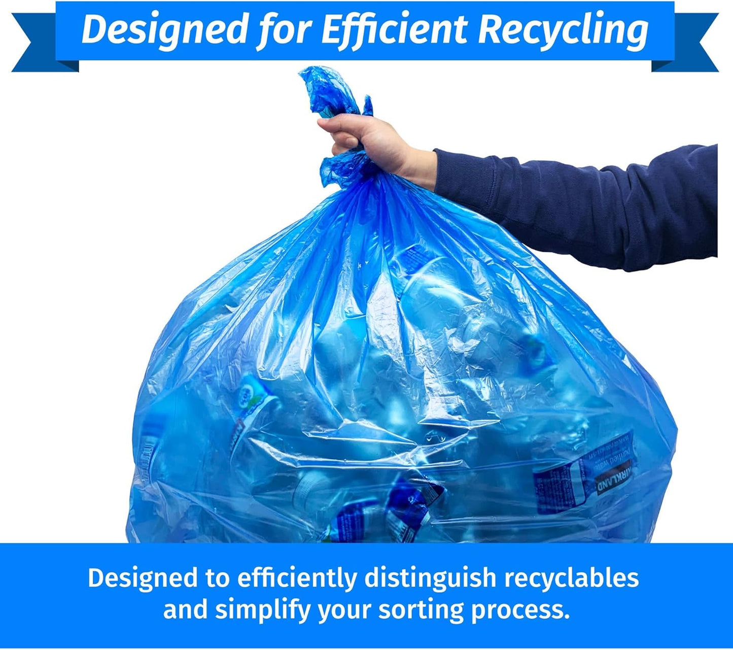 Reli. SuperValue 33 Gallon Recycling Bags (120 Count) Made in the USA - Blue Trash Bags, 30-33 Gallon | Recycling, Garbage | 33Gal with 30Gal - 35Gal Capacity