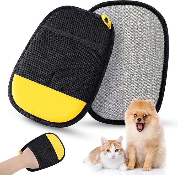 SAWMONG 2Pcs Pet Hair Removal Glove, Fan-Shaped Pet Hair Remover Glove Newly Upgraded, Removing Shed Pet Hair from Dogs & Cat, Reusable Pet Hair Removal Tool for Couch,Furniture, Carpet, Clothes