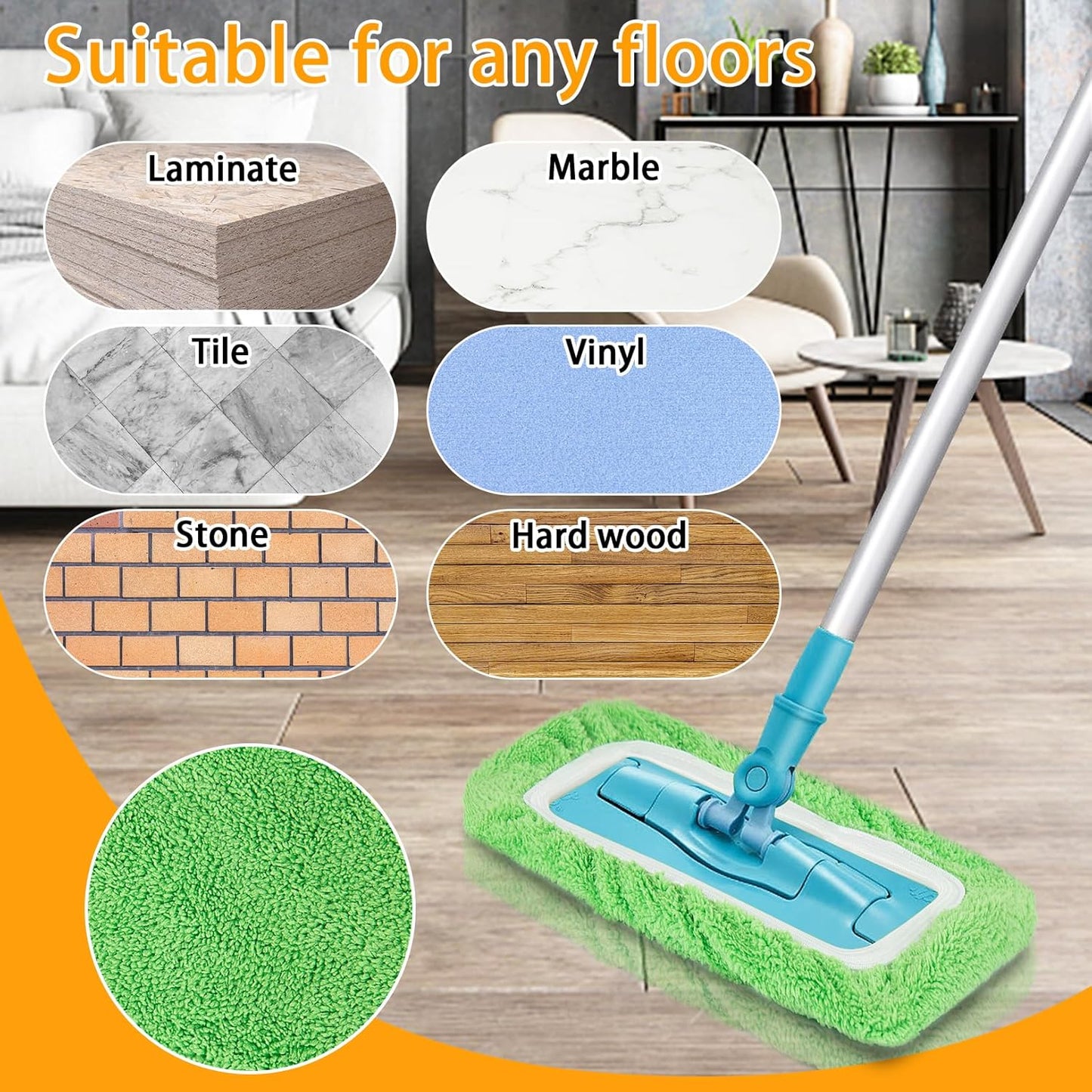 Reusable Dry Sweeping Cloths Microfiber Wet Mop Pads Compatible with Swiffer Sweeper Mop Replacement Sweeping Mopping pad Refills for Hardwood Surface Floor Cleaning (16PCS)