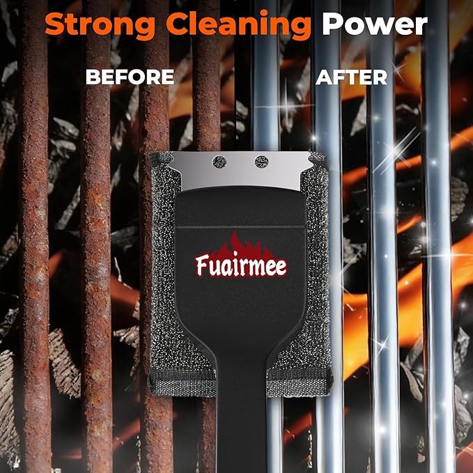 Bristle Free Grill Brush with Scraper, Efficient Cleaning, Safe Grill Accessories for Weber Gas/Stainless Steel Grates/Charcoal Grill, Gift for Dad