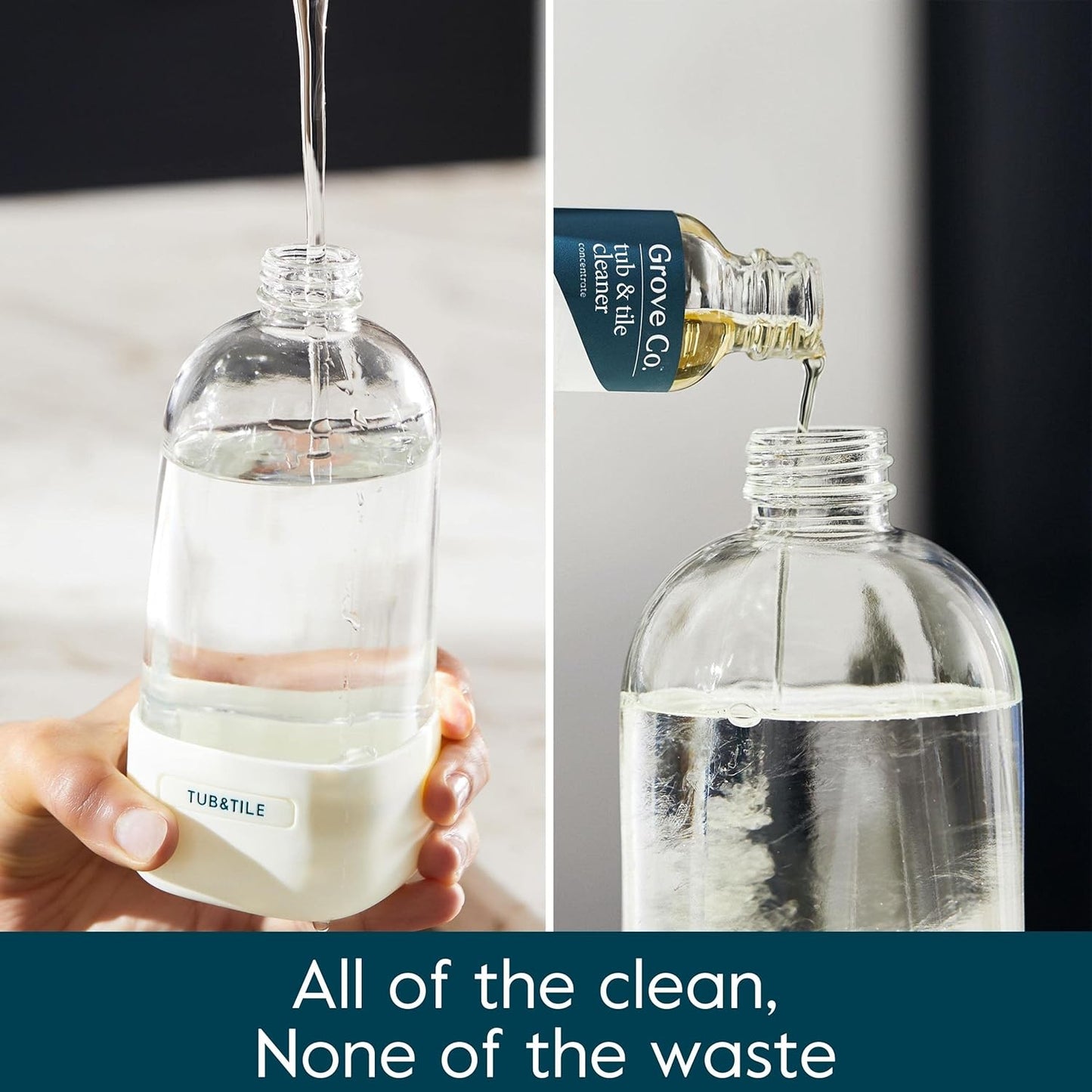 Grove Co. Tub and Tile Cleaner, Refill Concentrate (6 x 1 Fl Oz) Plant-Based Household Cleaning Supplies, No Plastic Waste, 100% Natural Lemon & Eucalyptus Fragrance, 3 x 2 Pack Refills