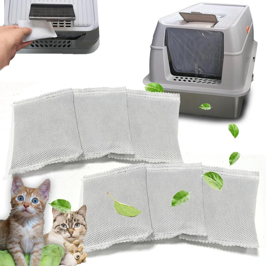 Activated Charcoal Odor Absorber Bags Compatible with OKSOTY Stainless Steel Cat Litter Box, Natural Coconut shell Charcoal Bags, Absorb Odors/Control Damp from Pets/Keep Home Fresh（6PCS）