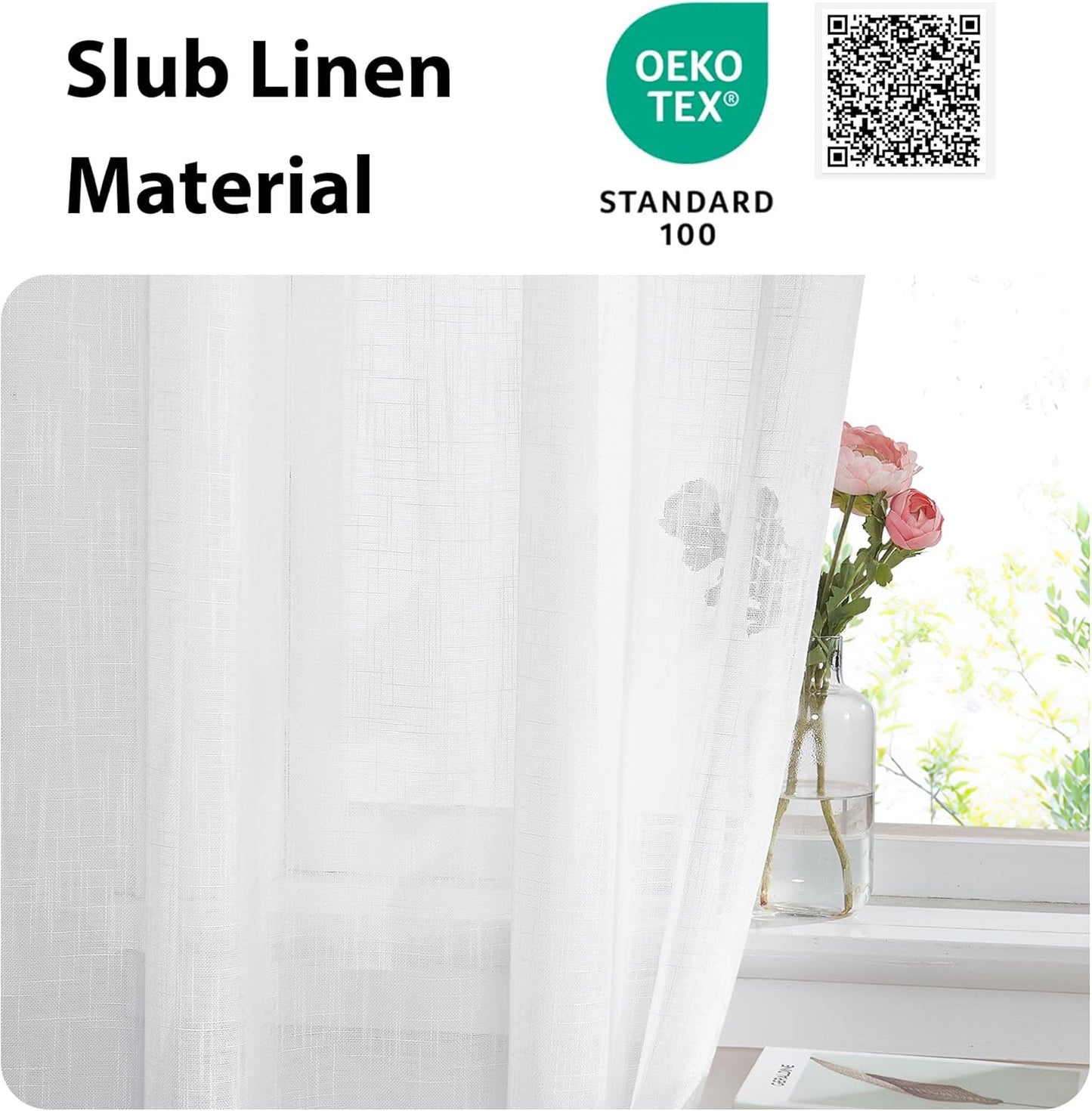 NICETOWN Door Curtains for Doorway, Light Blocking Privacy Back Door Curtain 80 inch Long Temporary Window Shade for Bathroom Office Hotel, Sheer Curtain with Tieback, 1 Panel, 36" W, White