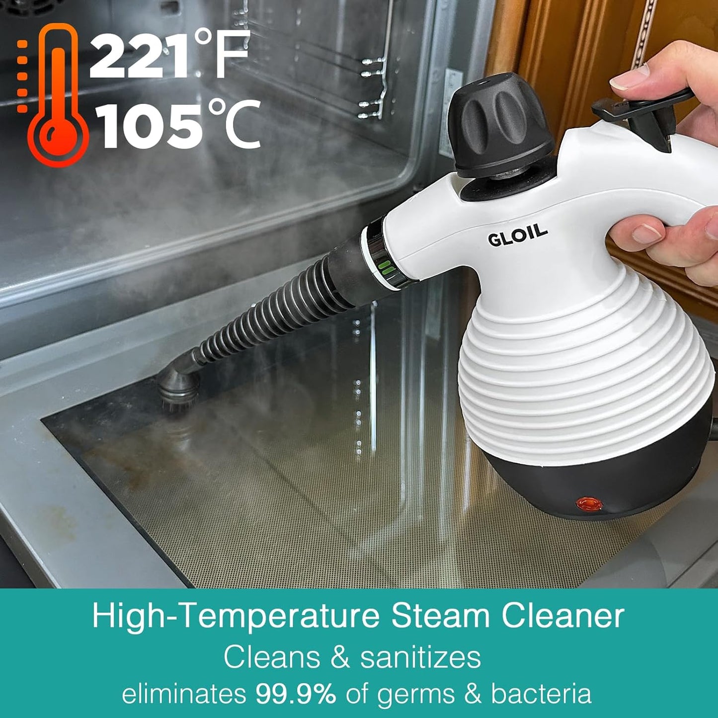 Handheld Steam Cleaner, Steamer for Cleaning, Multipurpose Portable Steam Cleaners for Home Use with Safety Lock and 10 Accessory Kit to Remove Grime, Grease, and More, Save Time and Effort