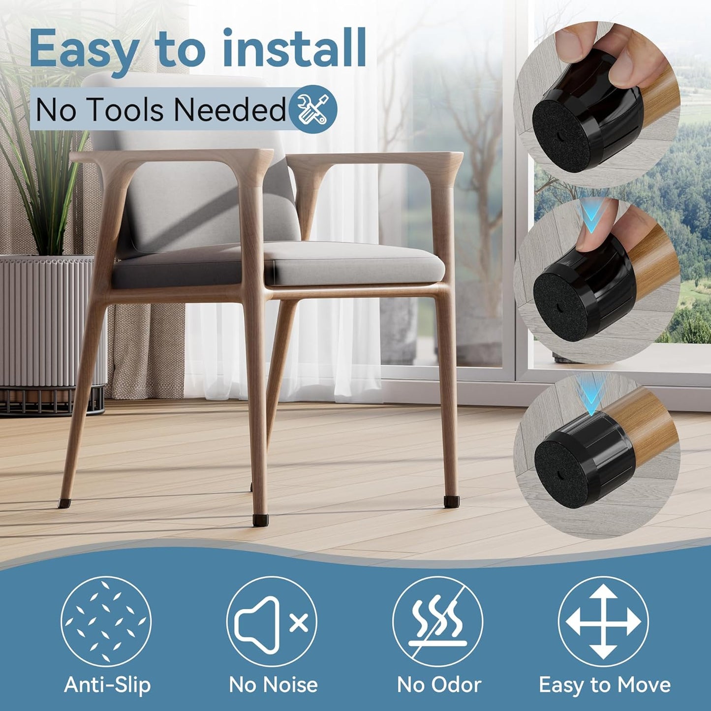 24PCS Extra Small Silicone Chair Leg Floor Protectors for Hardwood Floors, Thicken Rubber Chair Leg Cap Covers, Non Slip Furniture Leg Pads to Protect Wood Tile Floors from Scratches and Reduce Noise