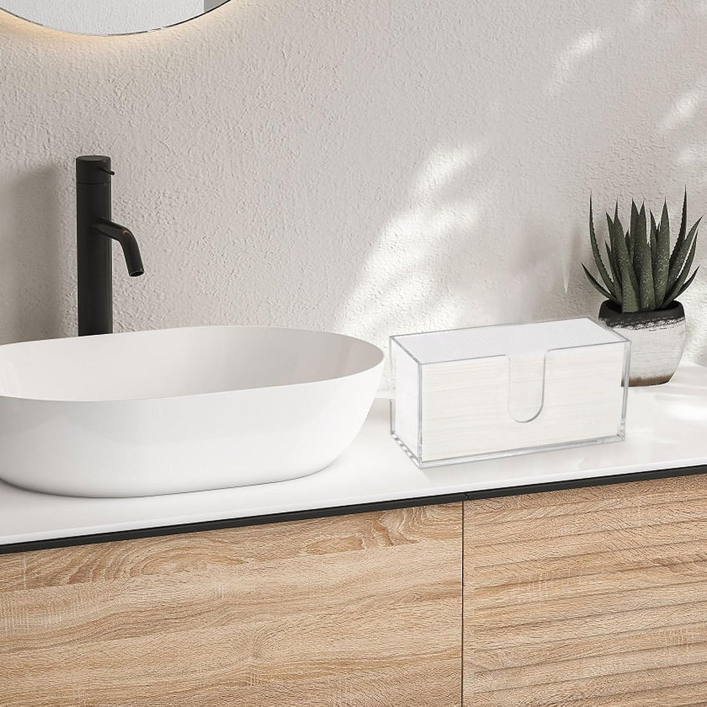 Acrylic Paper Towel Dispenser, Paper Towel Holder Countertop Clear Multi Trifold Napkin Holder, Suitable for Z-fold, C-fold or MultiFold Paper Towels for Bathroom, Toilet, Kitchen