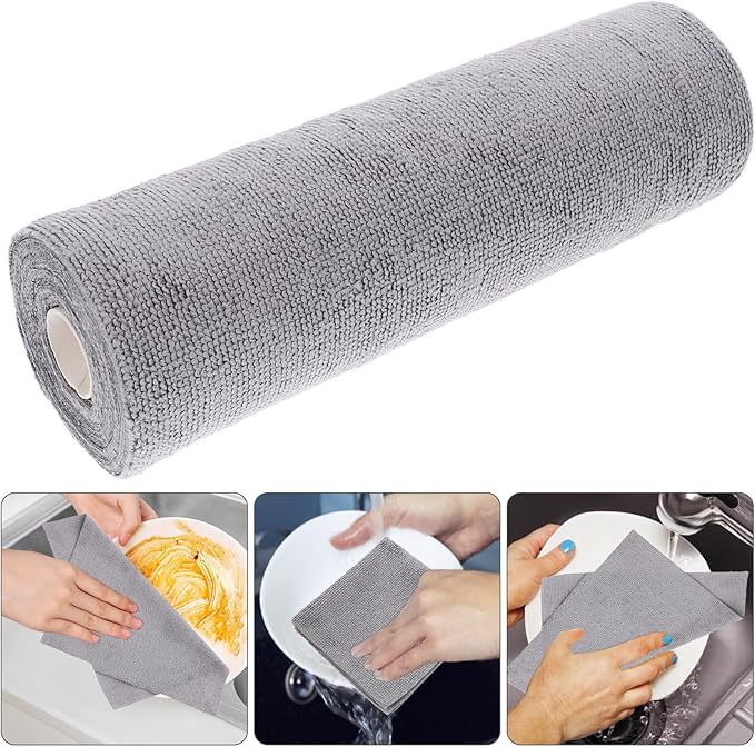 Microfiber Cleaning Cloth Roll 20pcs Tear-Away Reusable Washable Absorbent Dish Towels for Home Car Garage and Kitchen Cleaning Tasks