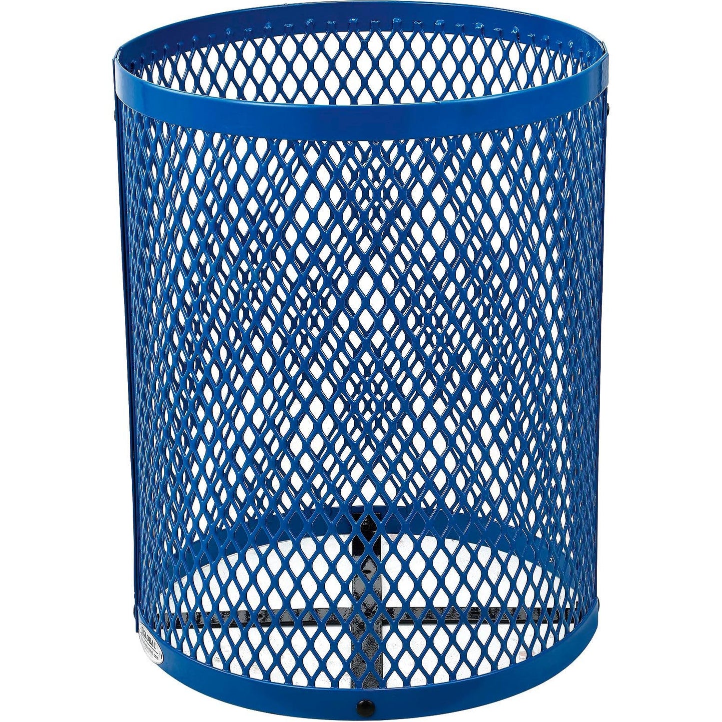 Global Industrial 36 Gallon Outdoor Steel Trash Can with Dome Lid, Plastic Liner and Anchor Kit Included, 23-1/2" Diameter x 40" H, Powder Coat Finish, Unassembled, Blue