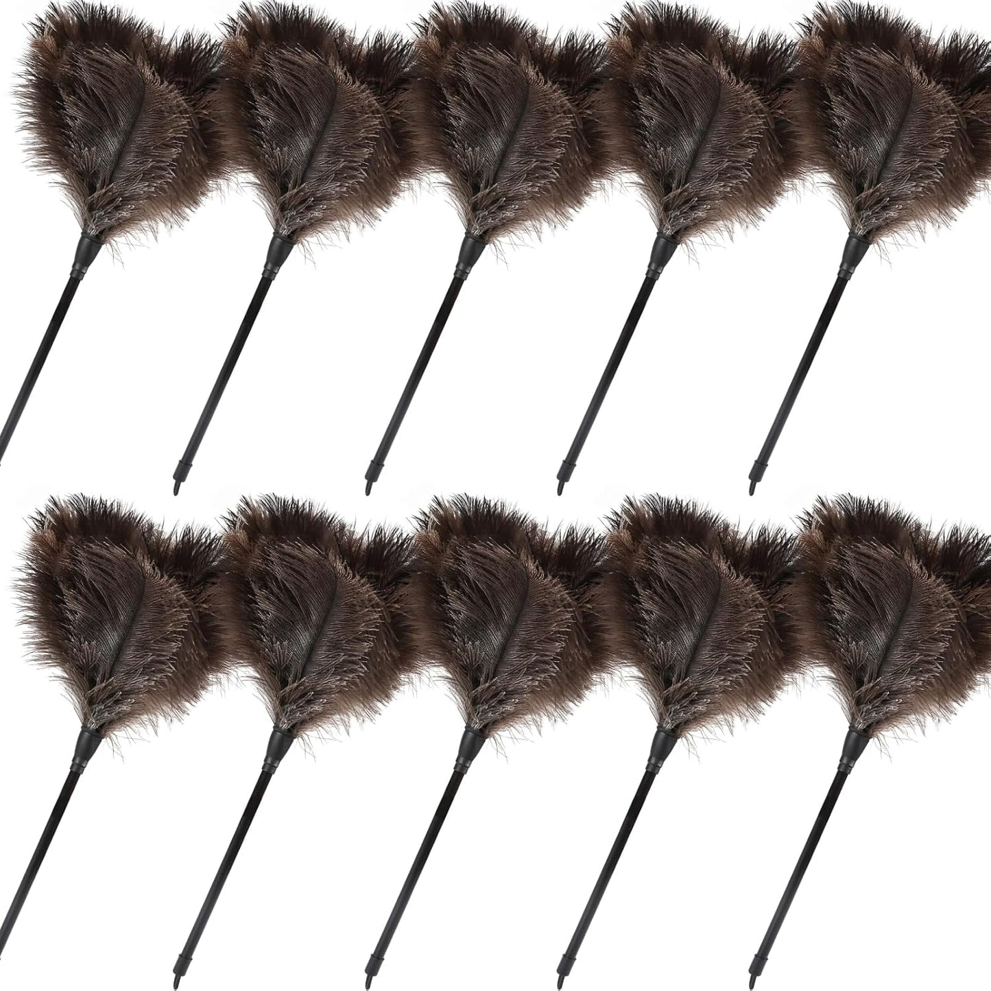 Ostrich Feather Duster-14.9 Inch Mini Natural Feathers Dusters with Plastic Handle Reusable Handheld for Cleaning Supplies Home Car Office(10pcs)