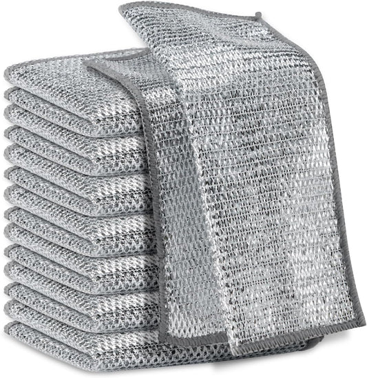 Multipurpose Wire Miracle Cleaning Cloths, Magnifying Wire Dishwashing Rags for Wet and Dry Mesh Microfiber Cleaning Cloth for Metal, Kitchen, Dishes