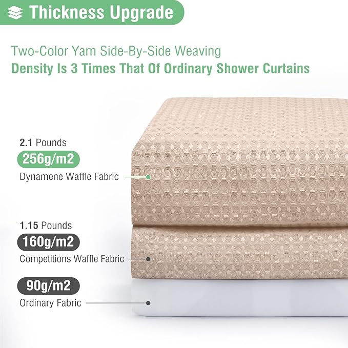 Dynamene Extra Long Shower Curtain - 84 Inch Long Waffle Weave Heavy Duty Fabric Bathroom Shower Curtain, Neutral Weighted Hotel Thick Bath Curtain Set with 12 Plastic Hooks,72x84, Blush Pink